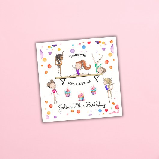 Meisje Gymnastiek Cupcake & Ballon Verjaardagsfees Servet