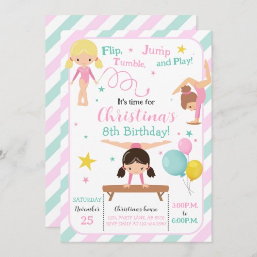 Meisje Gymnastiek Kaart (Voorkant / Achterkant)