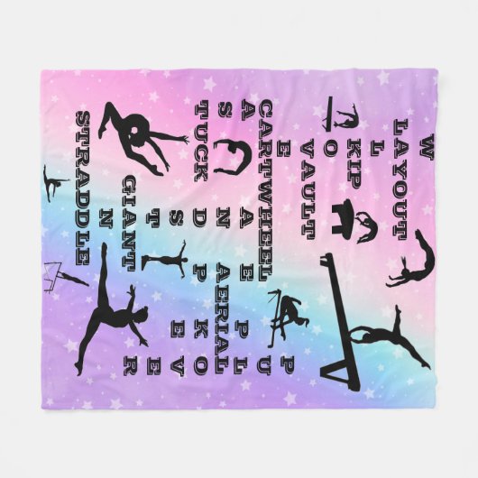 Meisje Gymnastiek Vaardigheden Pastel Sterren Krui Fleece Deken (Voorkant (Horizontaal))