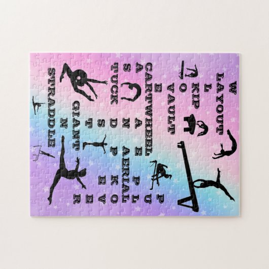 Meisje Gymnastiek Vaardigheden Pastel Sterren Krui Legpuzzel (Horizontaal)