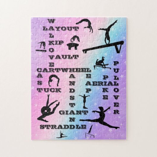 Meisje Gymnastiek Vaardigheden Pastel Sterren Krui Legpuzzel (Verticaal)