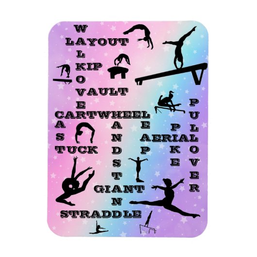 Meisje Gymnastiek Vaardigheden Pastel Sterren Krui Magneet (Verticaal)