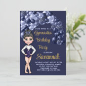 Meisje Gymnastiek Verjaardagsfeestje Deep Blue Bal Kaart (Staand voorkant)