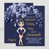 Meisje Gymnastiek Verjaardagsfeestje Deep Blue Bal Kaart (Voorkant / Achterkant)