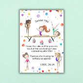 Meisje Gymnastiek Verjaardagsfeestje Flat Dank u k Bedankkaart