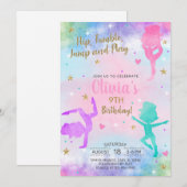 Meisje gymnastiek waterverf gouden verjaardag uitn kaart (Voorkant / Achterkant)