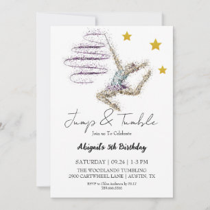 Meisje Gymnastische Verjaardag uitnodiging