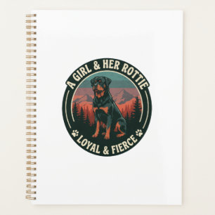 Meisje Haar Rottie Trouw Fierce Rottweiler Hond Be Planner