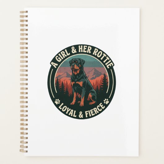 Meisje Haar Rottie Trouw Fierce Rottweiler Hond Be Planner (Voorkant)