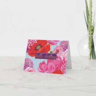 Meisje Hallo Darling Floral Note Card Kaart