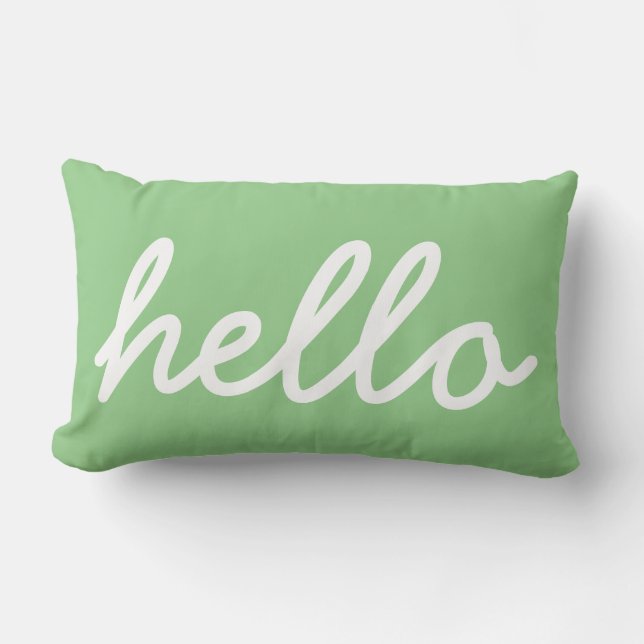 Meisje Hallo Mint Typography Lumbar Pillow Kussen (Voorkant)