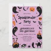 Meisje Halloween Foto Verjaardagsfeest Kaart (Voorkant)