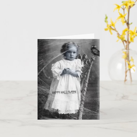  meisje, Halloween Kaart (Gele Bloem)