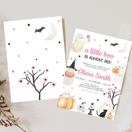 Meisje Halloween Little Boo Baby shower Kaart