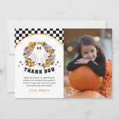 Meisje Halloween Verjaardag Foto Bedankkaart (Voorkant)