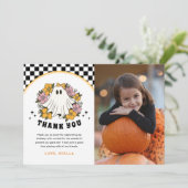 Meisje Halloween Verjaardag Foto Bedankkaart (Staand voorkant)