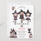 Meisje Halloween Verjaardag heksen elke leeftijd Save The Date (Voorkant)