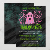 Meisje Halloween verjaardagsfeestje uitnodiging (Voorkant / Achterkant)