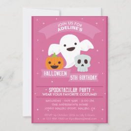 Meisje Halloween verjaardagsfeestje uitnodiging