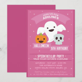 Meisje Halloween verjaardagsfeestje uitnodiging