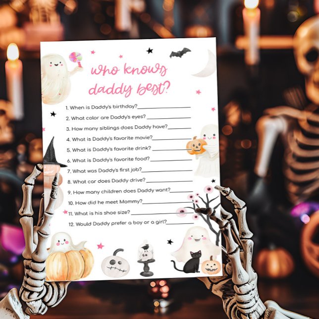 Meisje Halloween Wie kent Daddy Best Game (A Little Boo Baby Shower Who knows Daddy Best Game)