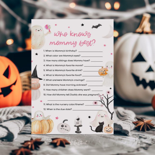Meisje Halloween Wie kent Mama Beste Spel (A Little Boo Baby Shower Who knows Mommy Best Game)