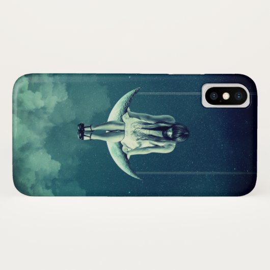  meisje halve maan gotisch blauw wit Case-Mate iPhone case (Achterkant (horizontaal))