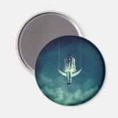  meisje halve maan gotisch blauw wit magneet (Voorkant / Achterkant)