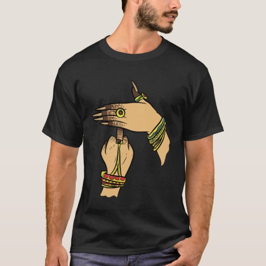 Meisje Hands Desi Bollywood Sarcastisch Hindi Punj T-shirt (Voorkant)