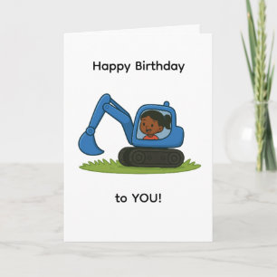 Meisje Happy Birthday kaart met graafmachine ontwe