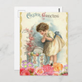  meisje Happy Paaseieren Briefkaart (Voorkant / Achterkant)