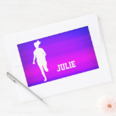 Meisje Hardlopen; Levendige Violet Blauw en Magent Rechthoekige Sticker (Envelop)