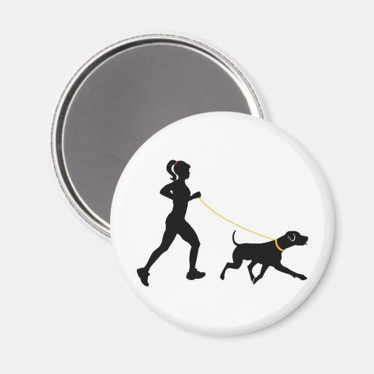 Meisje hardlopen met haar hond magneet (Voorkant / Achterkant)