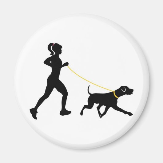Meisje hardlopen met haar hond magneet (Voorkant)