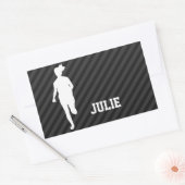 Meisje Hardlopen; Zwart & Donker Grijze Strepen Rechthoekige Sticker (Envelop)