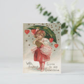 Meisje Hart Paraplu Regendouche Briefkaart (Staand voorkant)