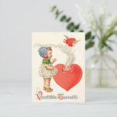 Meisje hart vleugels pijl vuur briefkaart (Staand voorkant)