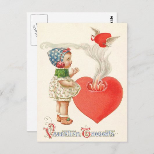 Meisje hart vleugels pijl vuur briefkaart (Voorkant / Achterkant)