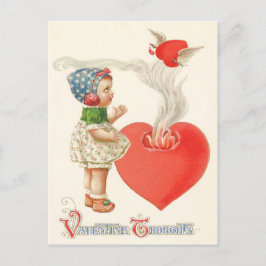 Meisje hart vleugels pijl vuur briefkaart