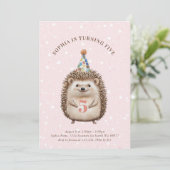 Meisje Hedgehog Verjaardag Uitnodigingen (Staand voorkant)
