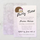  Meisje Hedgehog Verjaardagsfeestuitnodiging Kaart (Voorkant / Achterkant)