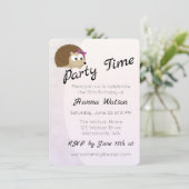  Meisje Hedgehog Verjaardagsfeestuitnodiging Kaart (Staand voorkant)