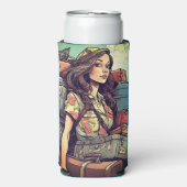 Meisje heeft bagage seltzer blikjeskoeler (Seltzer Voorkant)