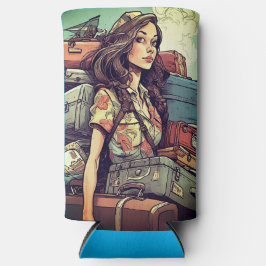 Meisje heeft bagage seltzer blikjeskoeler