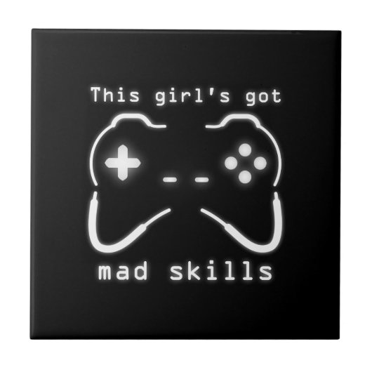 Meisje heeft een Mad Skills Video Game Controller  Tegeltje (Voorkant)