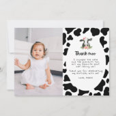 Meisje Heilige Koe 1e Verjaardag Foto Bedankt Kaart (Voorkant)