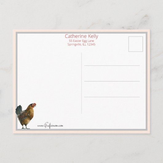  meisje, Hen, shamrocken en paasoorten Briefkaart (Achterkant)