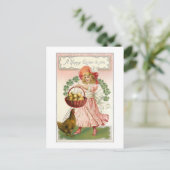 meisje, Hen, shamrocken en paasoorten Briefkaart (Staand voorkant)