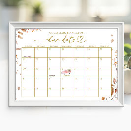 Meisje Herfst Baby shower vervaldatum kalender Poster