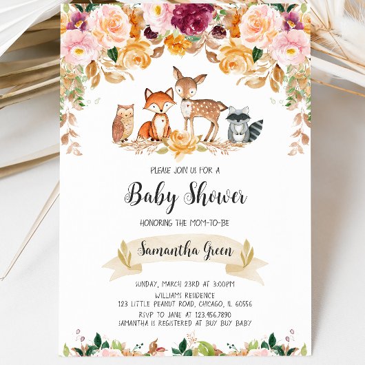 Meisje Herfst Bos Baby Shower Kaart